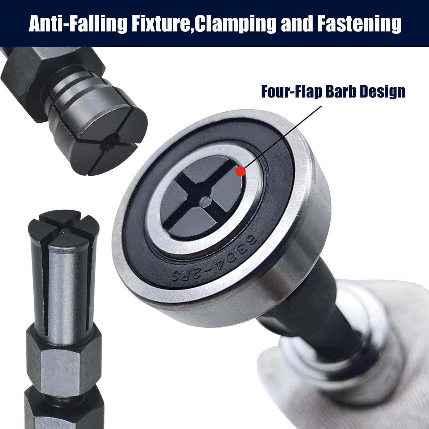 13pcs Blind Hole Collet Bearing Puller Set with anti-falling fixture and four-flap barb design for secure clamping and fastening.