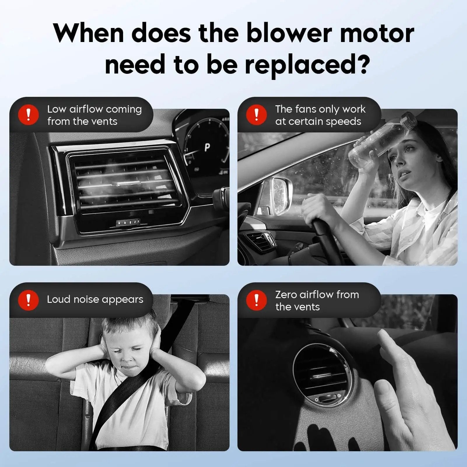 Signs of a faulty HVAC Heater Blower Motor Fan Assembly For Ford Explorer Ranger Sport Trac Mercury Mountaineer Drop In