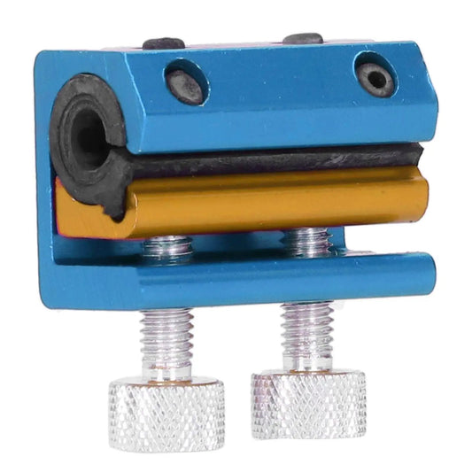 Aluminum Portable Motorcycle Cable Lubrication Tool For Brake Throttle And Clutch Cables On ATVs with blue finish and clamp detail