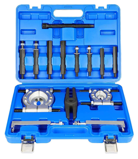 Bearing Puller Set, 5 Ton Capacity Bearing Separator Kit with 2" and 3" Jaws, shown in blue case.