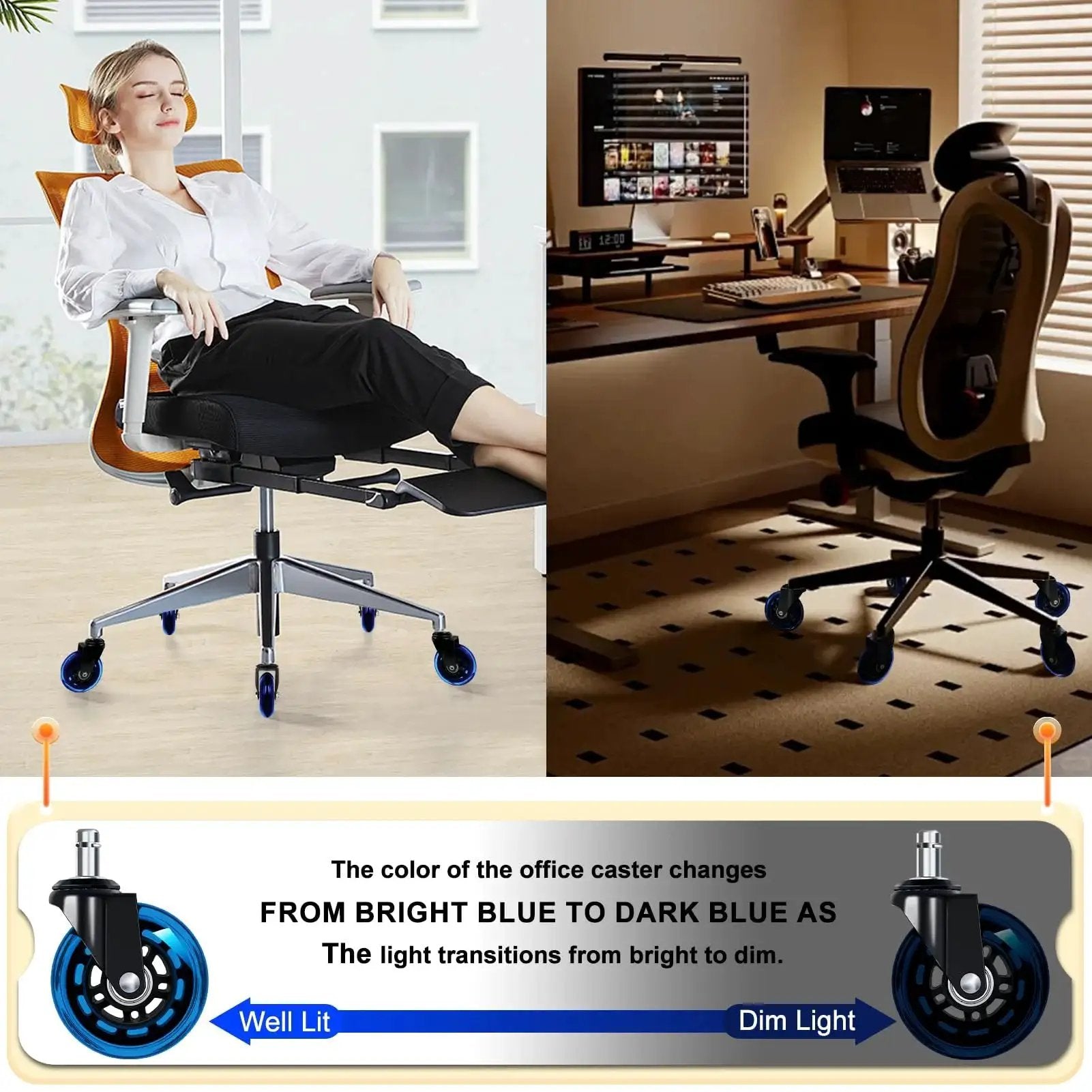 Office Chair Wheels Replacement Set Of Five 3 Inch Soft Non Marking Polyurethane Casters For All Floors Including Hardwood And Carpet Delivers Smooth Quiet Glide For Desk Chairs Blue