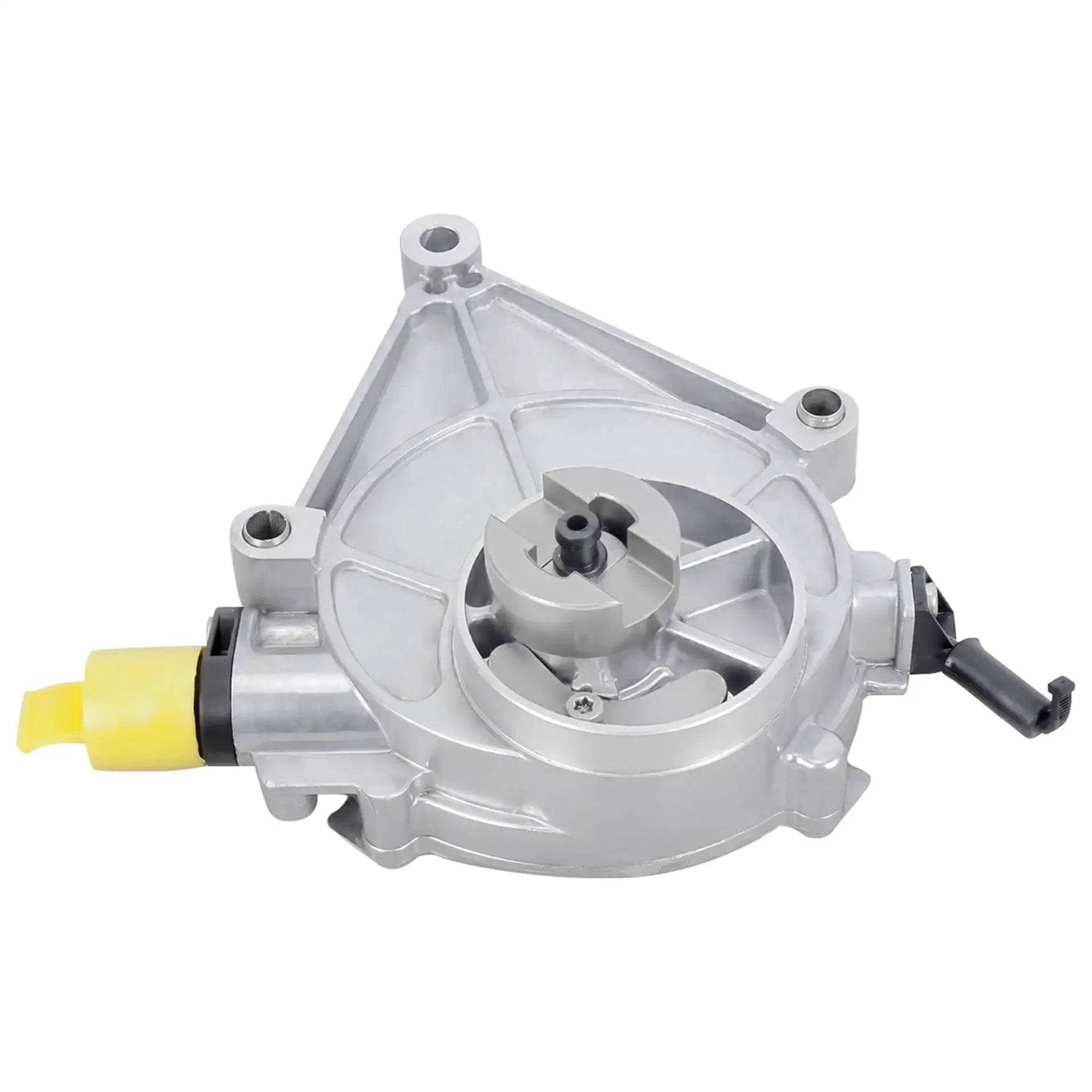 Premium Direct Replacement Brake Vacuum Pump For BMW And Mercedes Vehicles 2010 To 2018 fitment, side view, metallic part