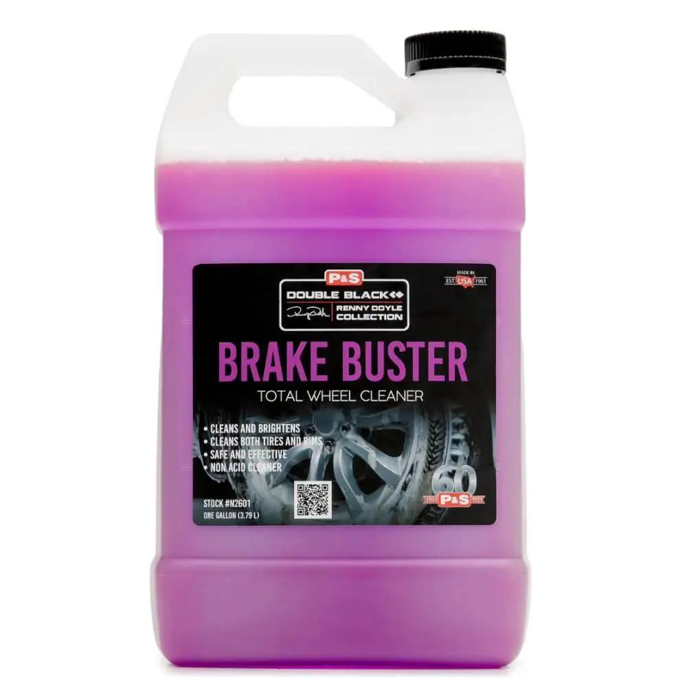Bottle of Brake Buster Wheel Cleaner with non-acid formula, removes brake dust, dirt, and corrosion, 1-gallon size