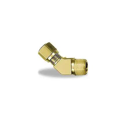 Nylon 90 degree air brake elbow fitting that transitions from three eighths inch to one quarter inch tubing, side view