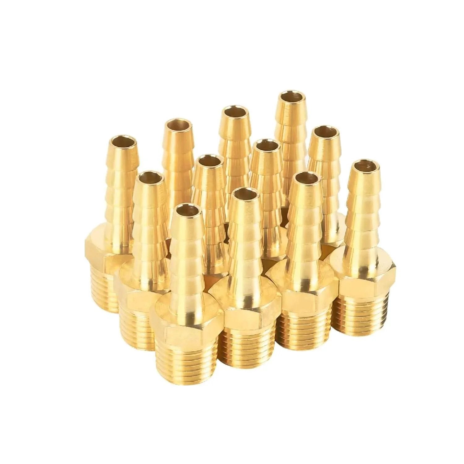 12 Pack One Quarter Inch Air Hose Fittings Brass Hose Barb Fittings One Quarter Inch NPT Male Pipe To One Quarter Inch Barb End Adapter