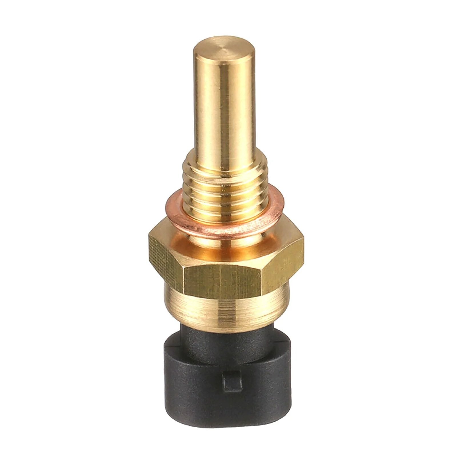 Beefed Up Brass Engine Coolant Temperature Sensor Replacement For Delphi Compatible Cars And Trucks With Gold Body High Quality Ect Sensor 15404280 12191170 60811520 12608814 Durable Alloy Housing Easy Install And Long Lasting Performance For Everyday, showing the brass sensor front view.