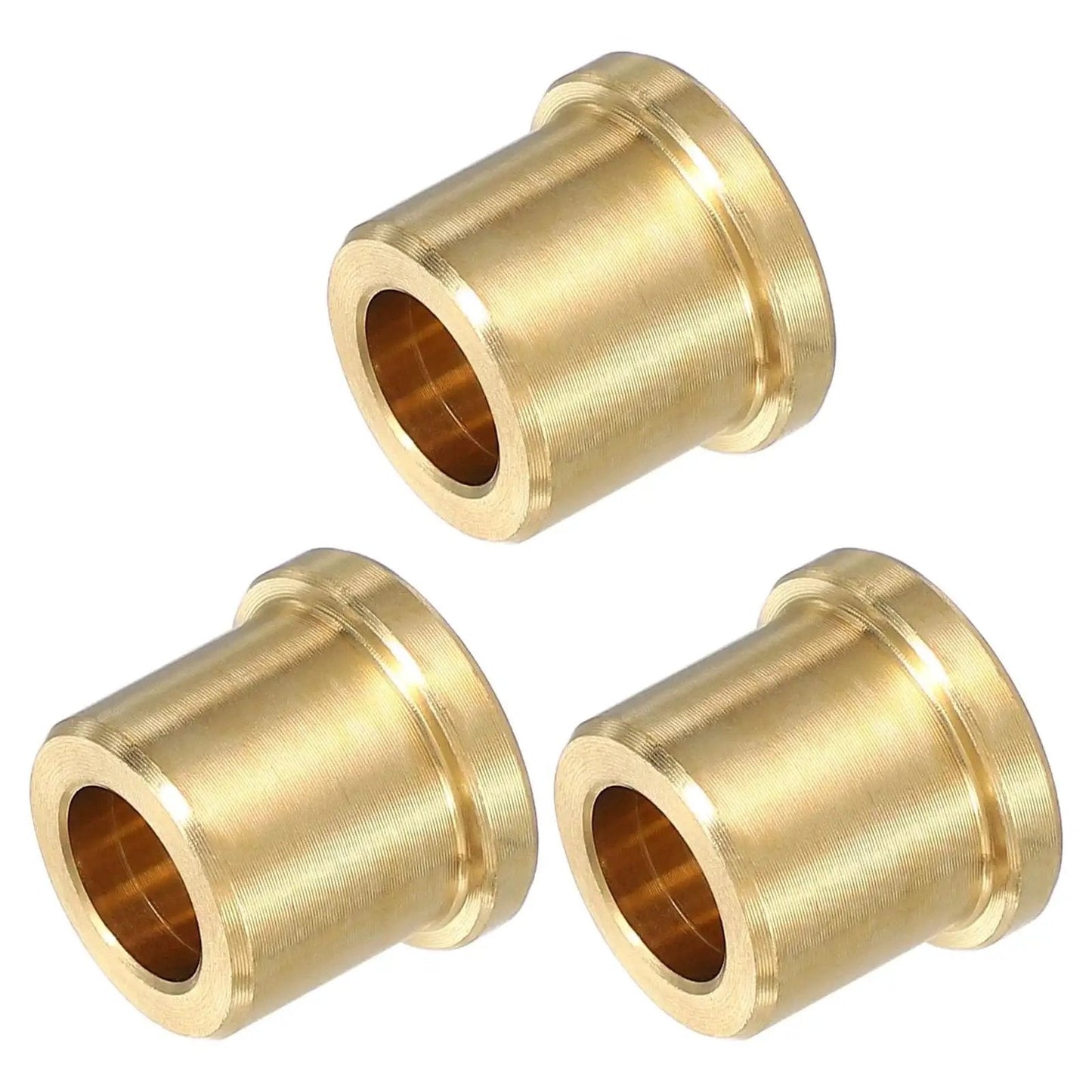 Three Piece Brass Flange Bearings Set With Self Lubricating Sleeve Bushings, Three Eighths Inch Inner Diameter, Five Eighths Inch Outer Diameter