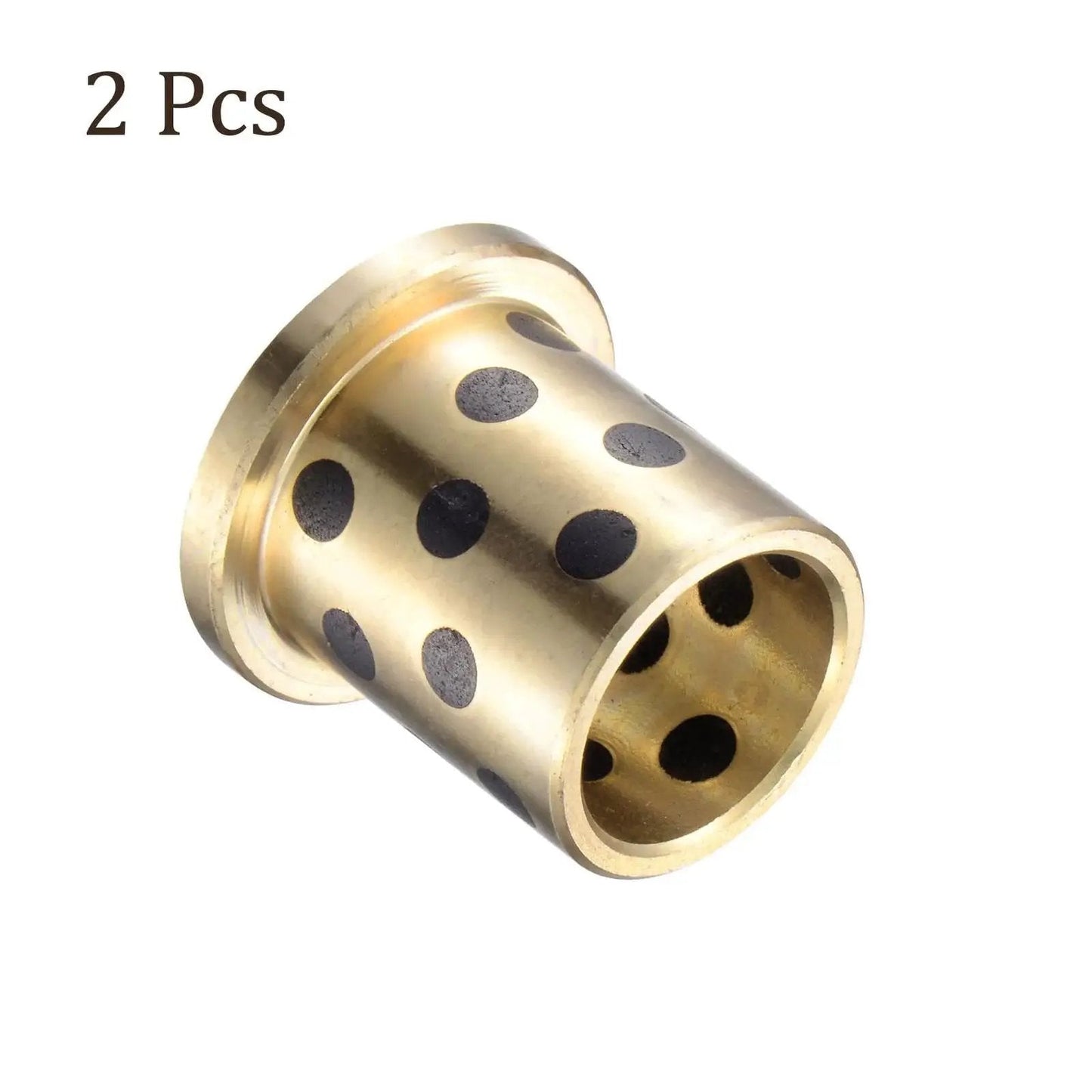 Two Pack Flange Sleeve Bearings Self Lubricating Brass Bushings 16Mm By 20Mm By 25Mm With 26Mm Flange Diameter And 3Mm Flange Thickness For Equipment Use Durable Cast Brass With Graphite Impregnation