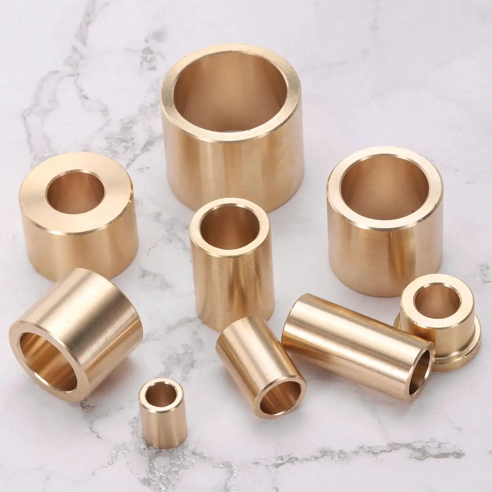 Flange Sleeve Bearings Set Heavy Duty Three Eighths Inch Bore By Five Eighths Inch Outer Diameter Self Lubricating Brass Bushing
