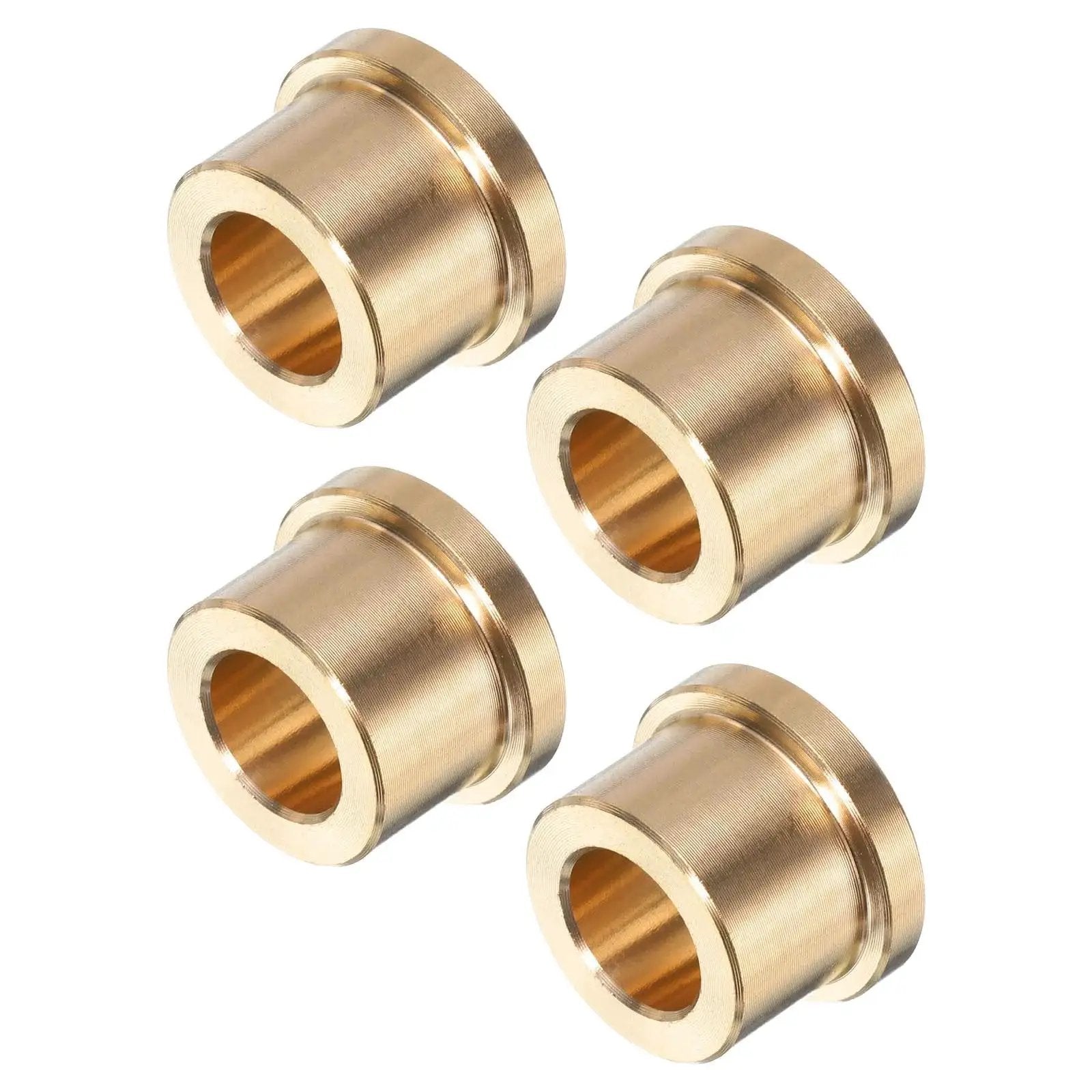 Set Of 4 Flange Sleeve Bearings 3/8 Bore Brass Bushings with 5/8 Outside Diameter 1/2 Length displayed on a white background.