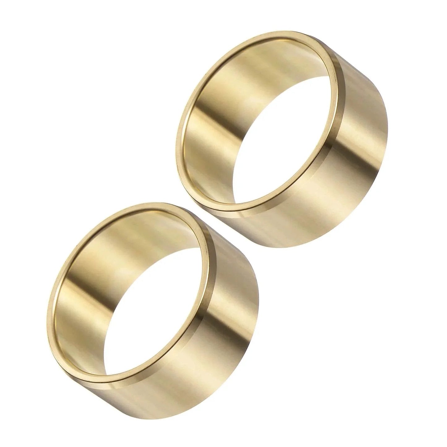 Two Pieces Flanged Sleeve Bearing Brass Alloy Oilless Bushing For Equipment And Machinery Use Gold Color One And Three Quarters Inch By Two Inch By Seven Eighths Inch Flanged Bearings Durable Brass Alloy For Wear Resistance And Smooth Operation