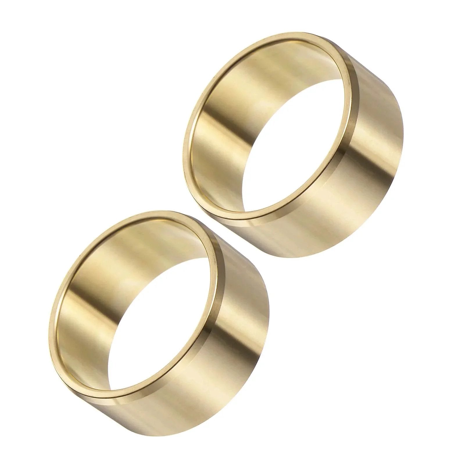 Two Pieces Flanged Sleeve Bearing Brass Alloy Oilless Bushing For Equipment And Machinery Use Gold Color One And Three Quarters Inch By Two Inch By Seven Eighths Inch Flanged Bearings Durable Brass Alloy For Wear Resistance And Smooth Operation