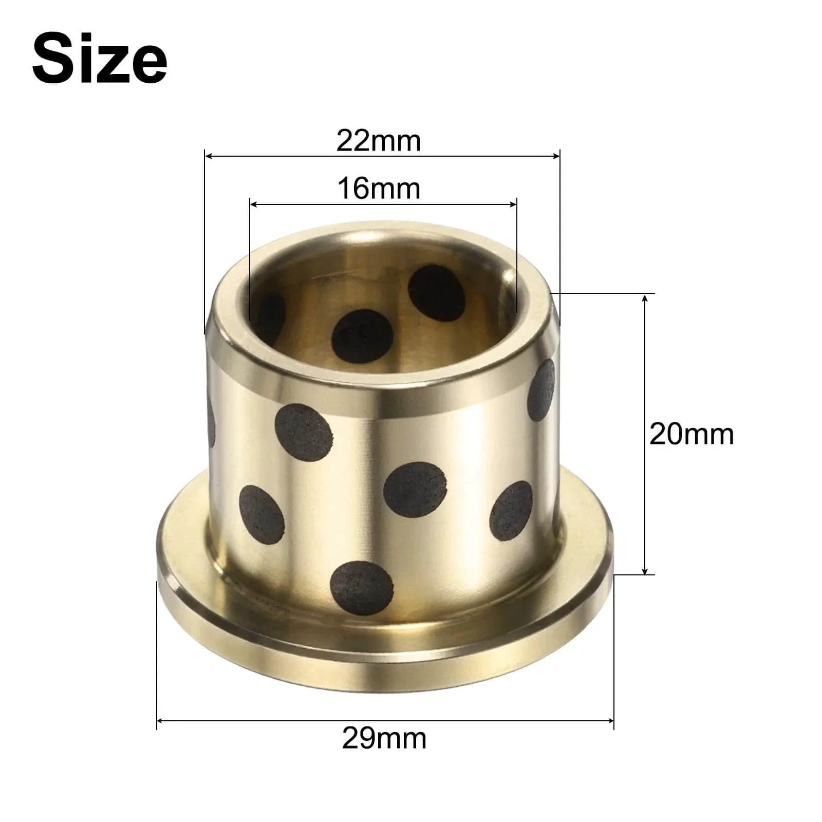 4 Pieces Flange Sleeve Bearings 16mm Bore 22mm Outer Diameter 20mm Length Self Lubricating Brass Graphite Oilless Bushings