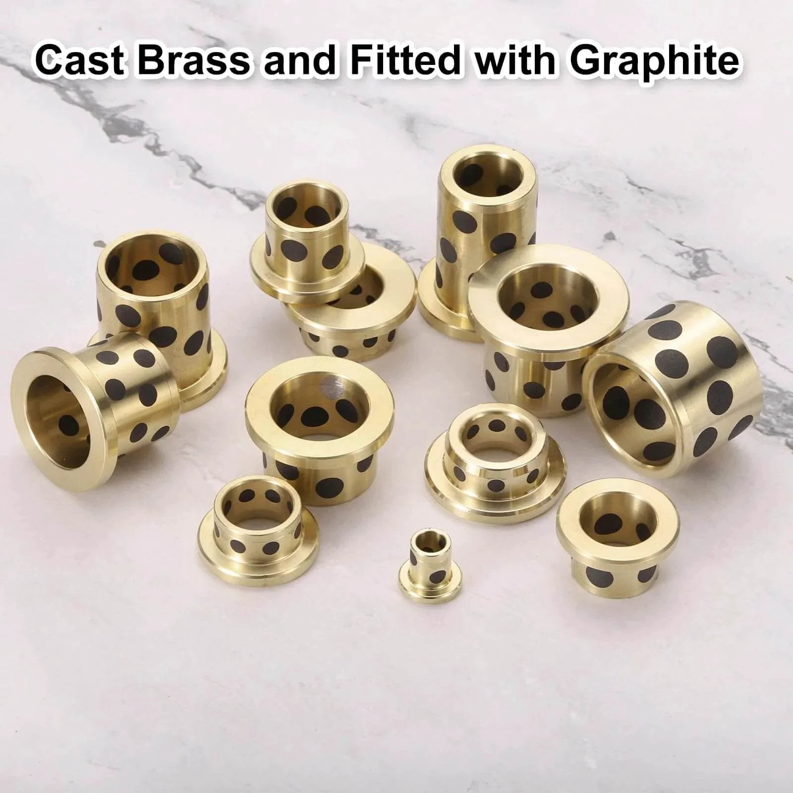 4 Pieces Flange Sleeve Bearings 16mm Bore 22mm Outer Diameter 20mm Length Self Lubricating Brass Graphite Oilless Bushings