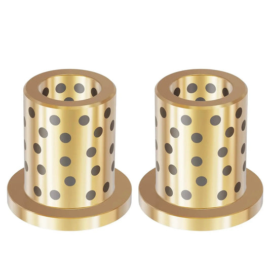 2 Pieces Flanged Sleeve Bearings Brass Graphite Wrapped Oilless Self Lubricating Bushings For Rotating Or Transmission Machinery ID 12mm