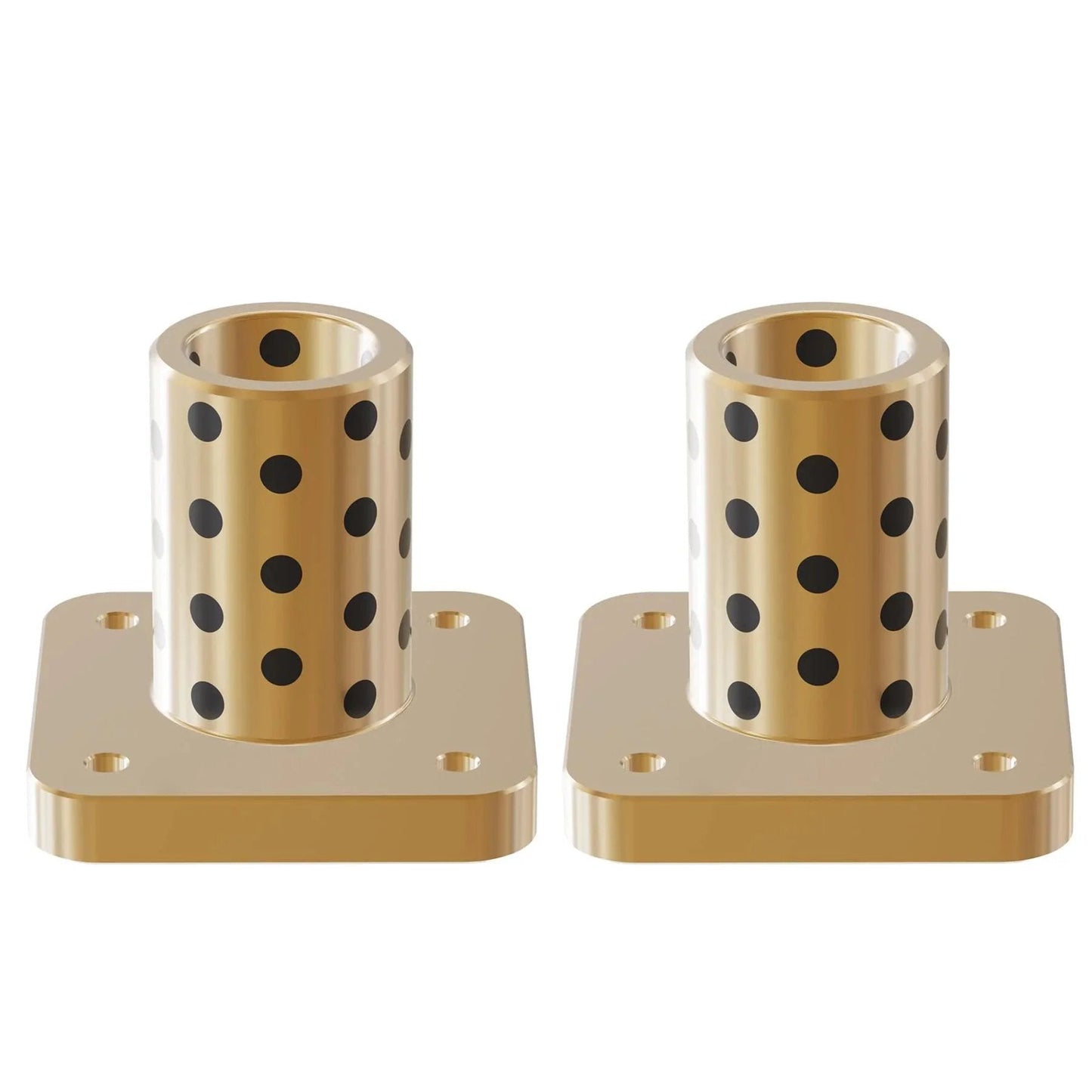 Two Pieces Brass Graphite Wrapped Oilless Sleeve Bearings Square Flanged Bushing 10mm ID 14mm OD 20mm Length Flange Dia 29mm