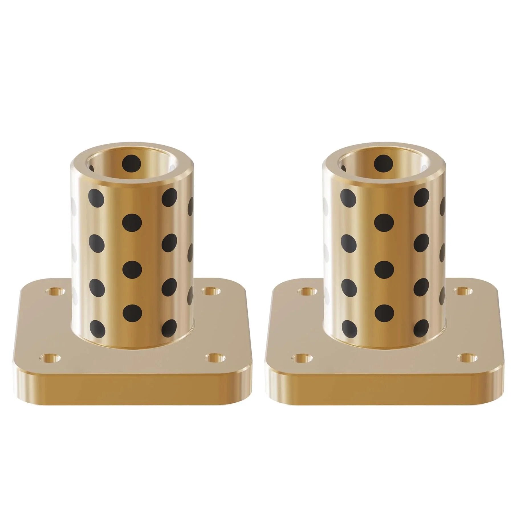 Two Pieces Brass Graphite Wrapped Oilless Sleeve Bearings Square Flanged Bushing 10mm ID 14mm OD 20mm Length Flange Dia 29mm