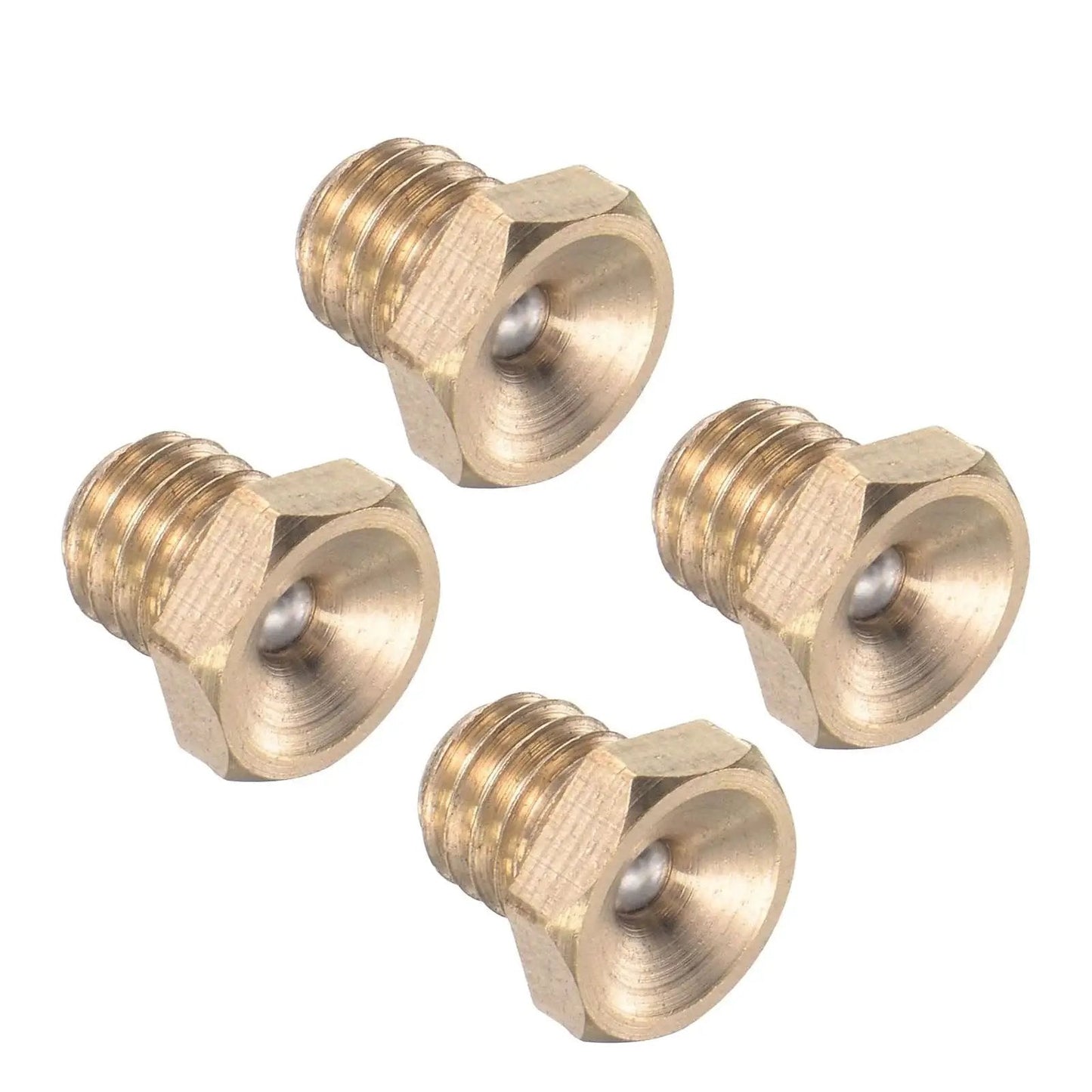 Push Button Grease Oil Cup For Lubrication System M6x1 Male Thread Hex Ball Oiler Nipple 4 Piece Kit, Brass Fitting