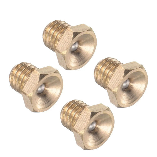 Push Button Grease Oil Cup For Lubrication System M6x1 Male Thread Hex Ball Oiler Nipple 4 Piece Kit, Brass Fitting