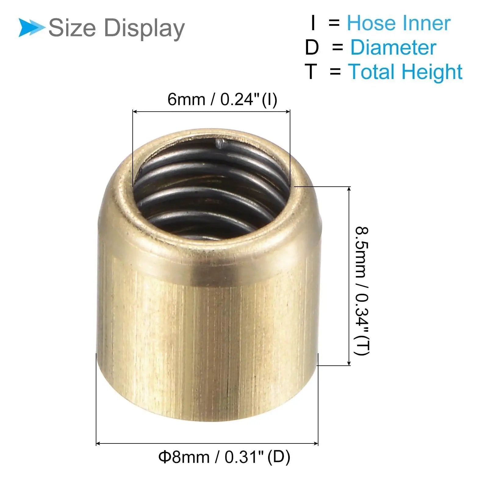 Brass Push Button Oil Cup With 8x8mm Male Thread Brass Ball Oiler Nipple, size dimensions, ideal for lubrication in machinery.