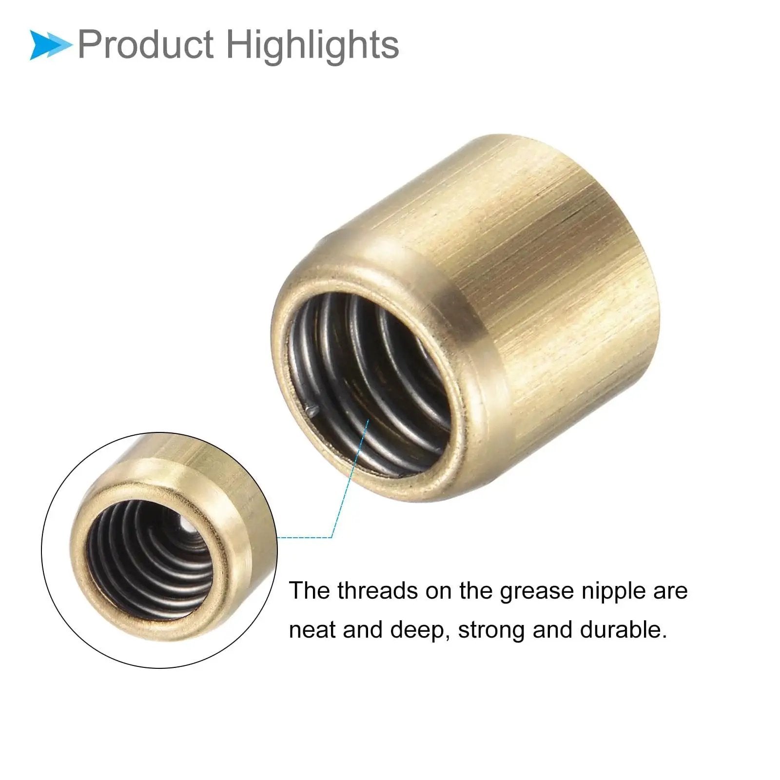 Close-up of Brass Push Button Oil Cup with 8x8mm male thread and brass ball oiler nipple for continuous drip lubrication systems.
