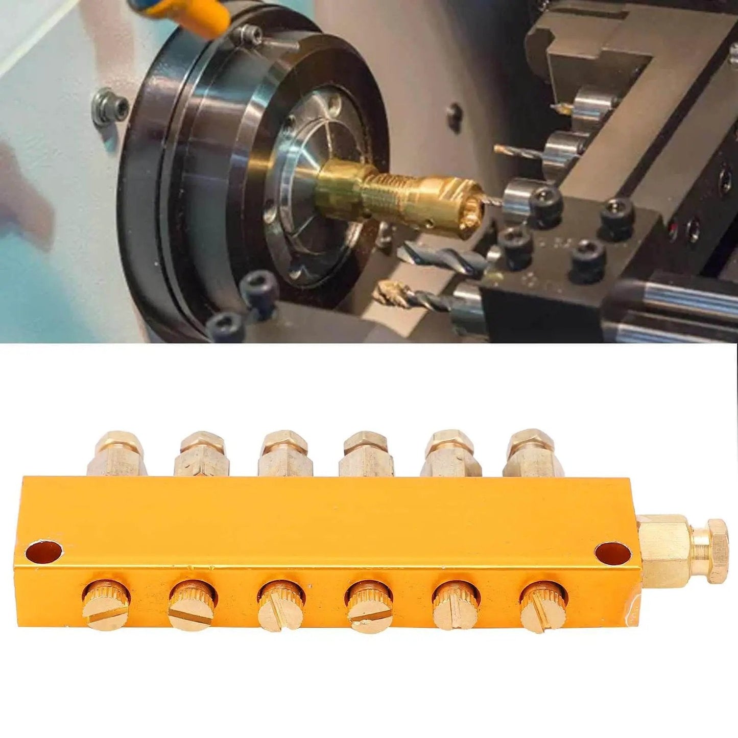 Adjustable Brass Oil Distributor with Piston Separator Divider Valve for CNC Machining Centers and Industrial Machinery