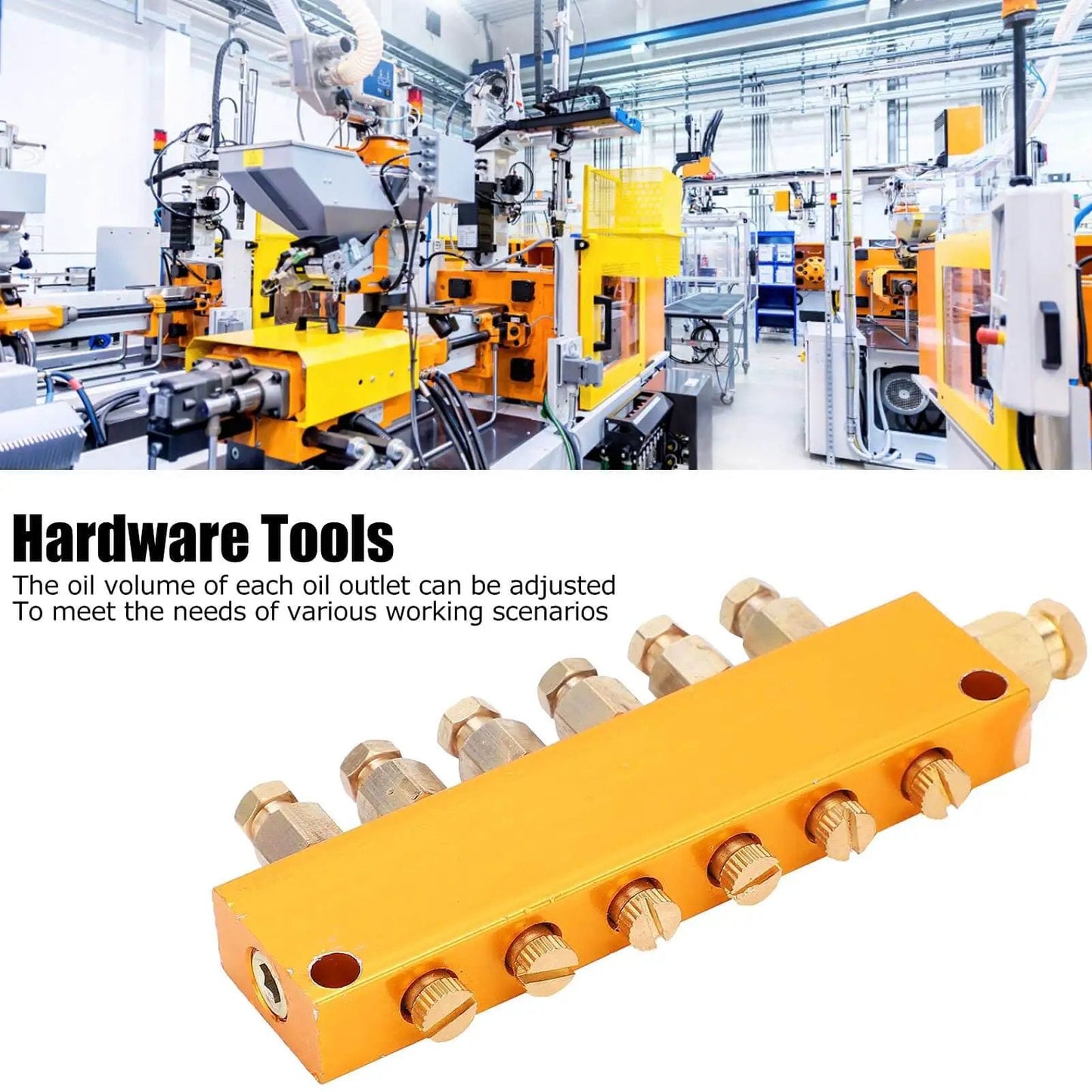 Adjustable Brass Oil Distributor With Piston Separator Divider Valve for CNC Machining Centers and Industrial Machinery Six Outlet.
