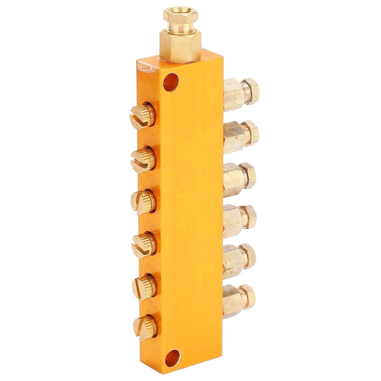 Adjustable Brass Oil Distributor With Piston Separator Divider Valve For CNC Machining Centers And Industrial Machinery Six Outlet Lubrication System