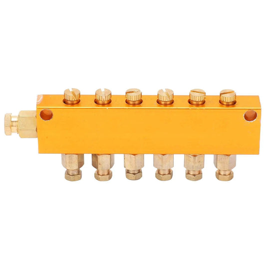 Adjustable Brass Oil Distributor With Piston Separator Divider Valve For CNC Machining Centers And Industrial Machinery Six Outlet