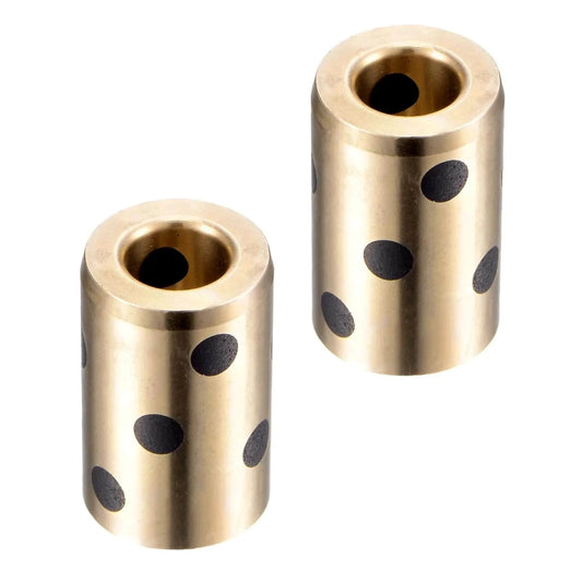 2 Pcs Sleeve Bearings 8x15x24mm Wrapped Oilless Brass Bushings For Machinery And Hydraulic Systems shown in close-up