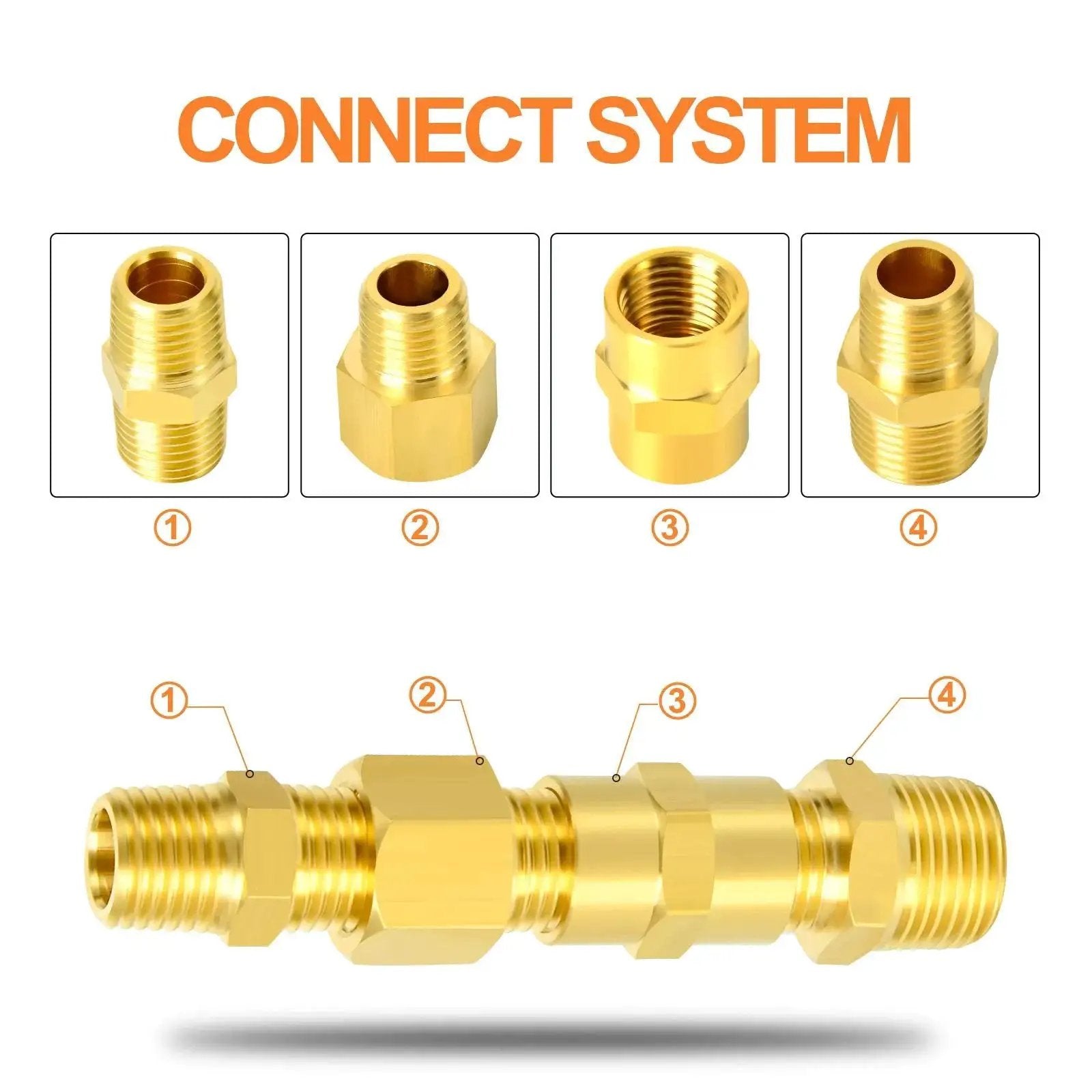 Brass Pipe Fitting Kit 26 Piece With Hex Bushing Reducer Adapter Hex Nipple And 90 Degree Street Elbow Barstock Durable Corrosion Resistant