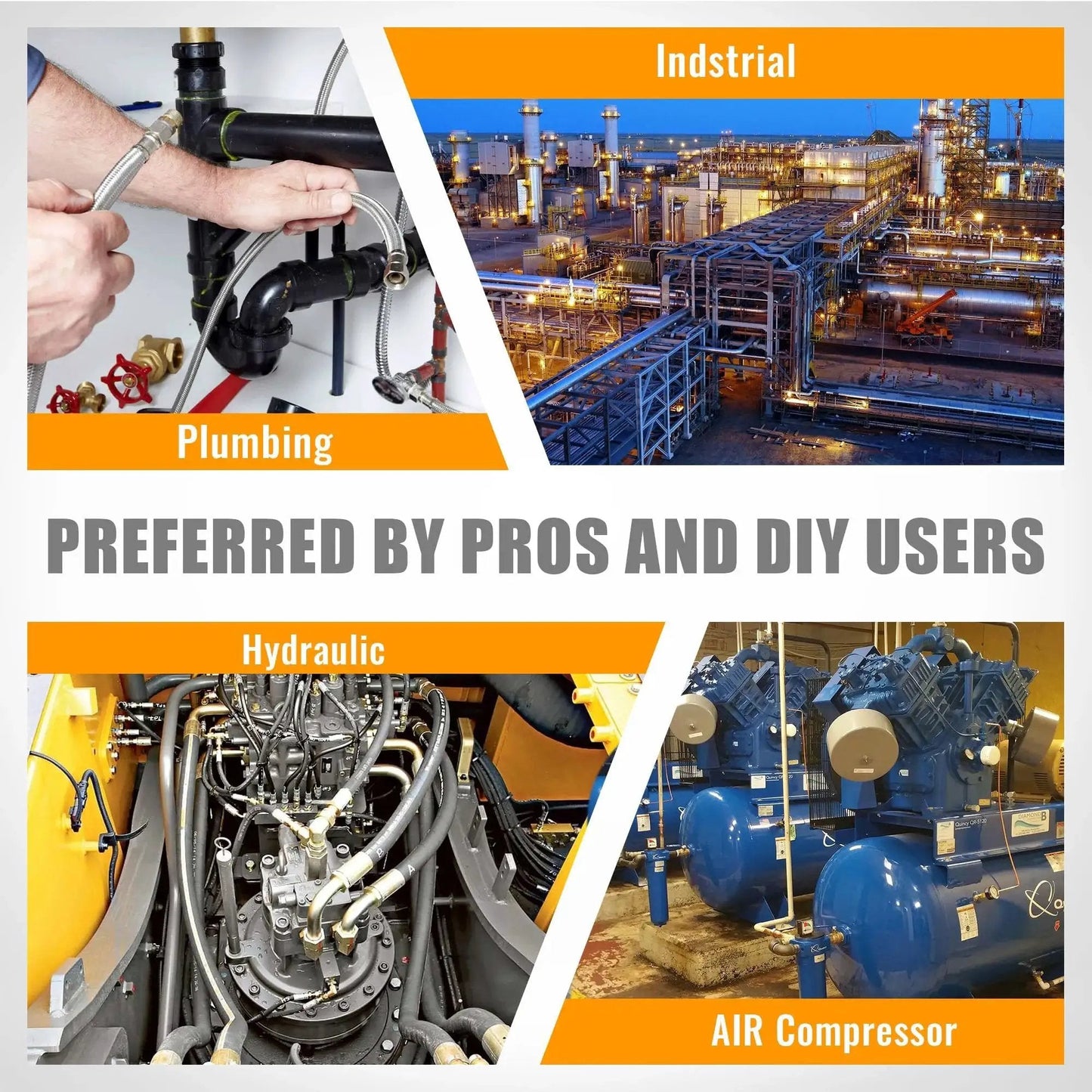 Industrial and plumbing applications for Brass Pipe Fittings Kit 98Pcs Value Pack With NPT Adapters Reducers