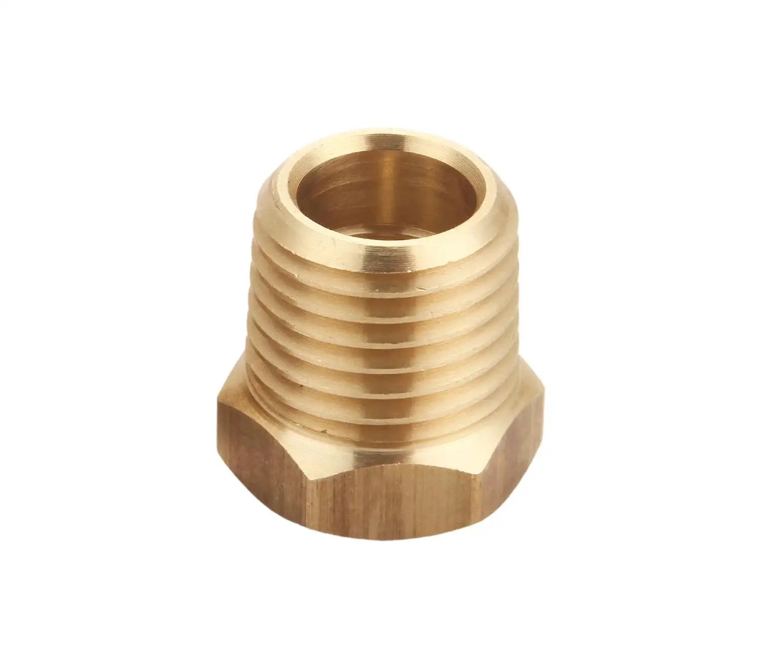 Beefy Brass Reducer Hex Bushing Set One Quarter NPT Male To One Eighth NPT Female Threads