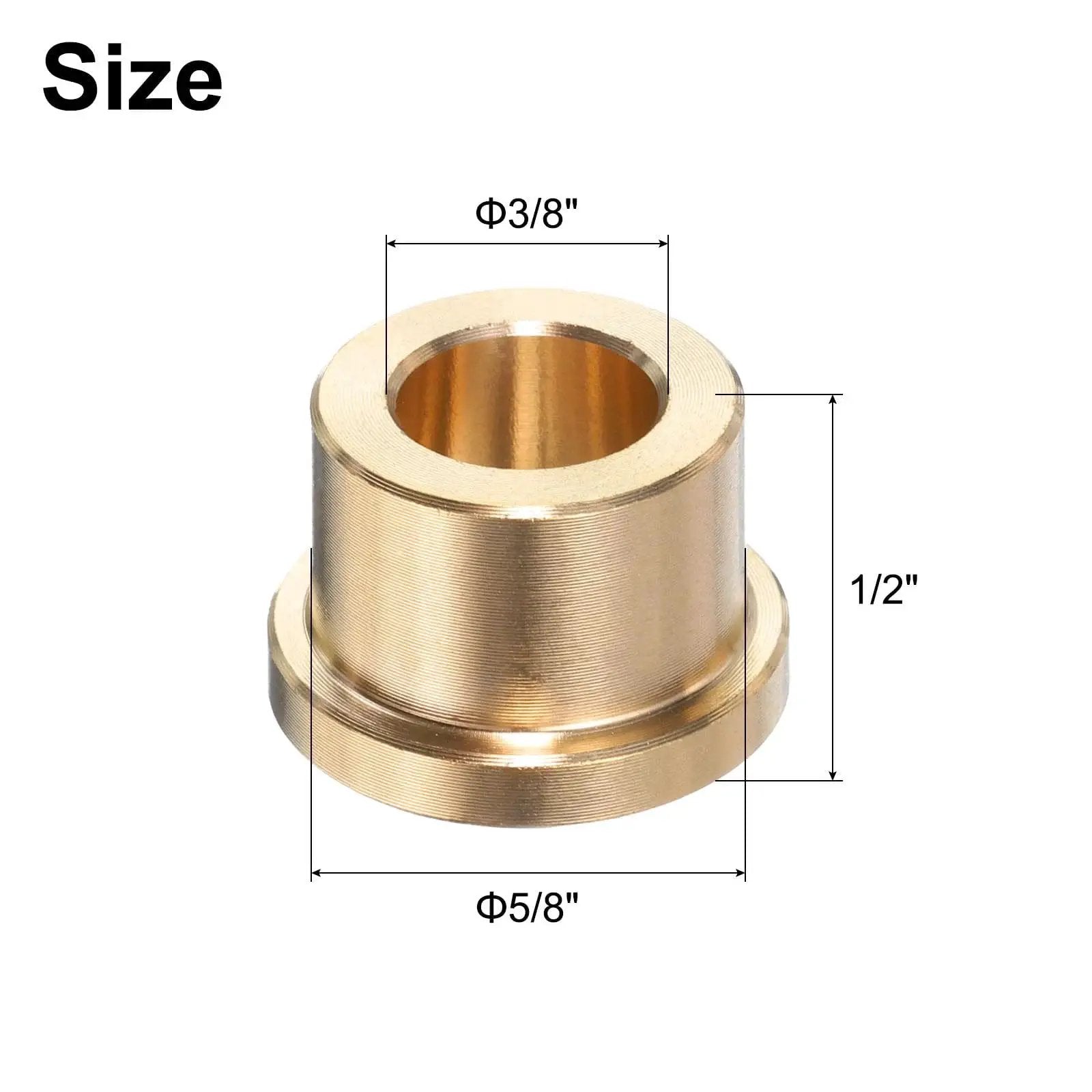 Flange Sleeve Bearings Set Heavy Duty Three Eighths Inch Bore By Five Eighths Inch Outer Diameter One Half Inch Length With Three Quarters Inch Flange Diameter Self Lubricating Brass Bushing Two Pack For Linear Guides And Machinery