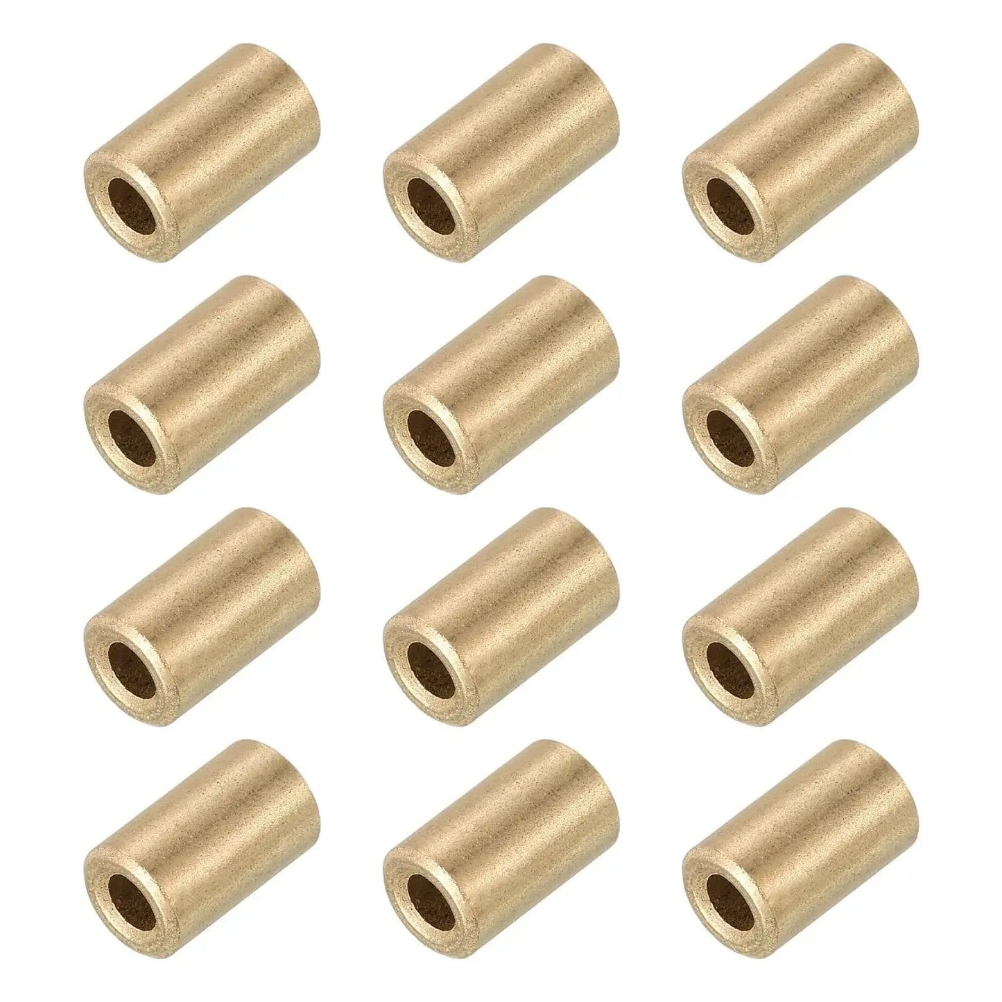 Pack of 12 self lubricating cast brass sleeve bearings 3mm bore 6mm OD 10mm length plain shaft bearings for sliding movements gold tone