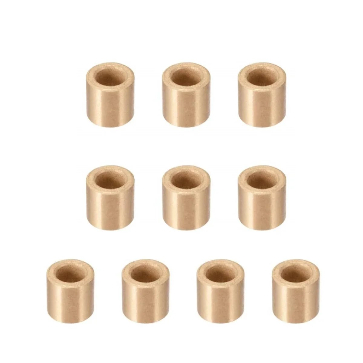 Image of Set Of 10 Oilless Brass Sleeve Bearings Self Lubricating Bushing One Quarter Inch Bore 6mm Outer Diameter 10mm Length