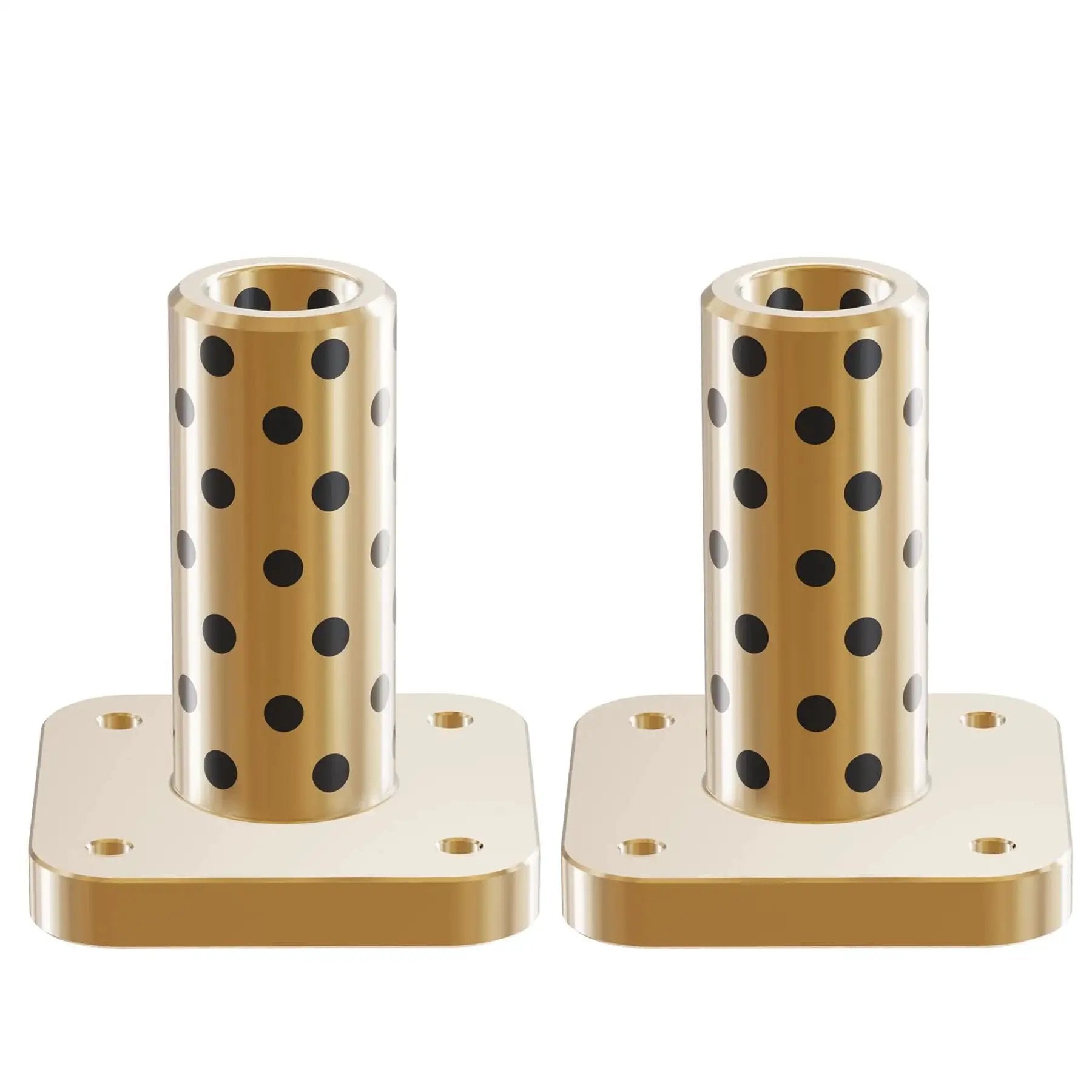 Two Pieces Brass Graphite Wrapped Oilless Sleeve Bearings Square Flanged Bushing With 8mm ID, 12mm OD, 30mm Length, Flange Diameter 27mm