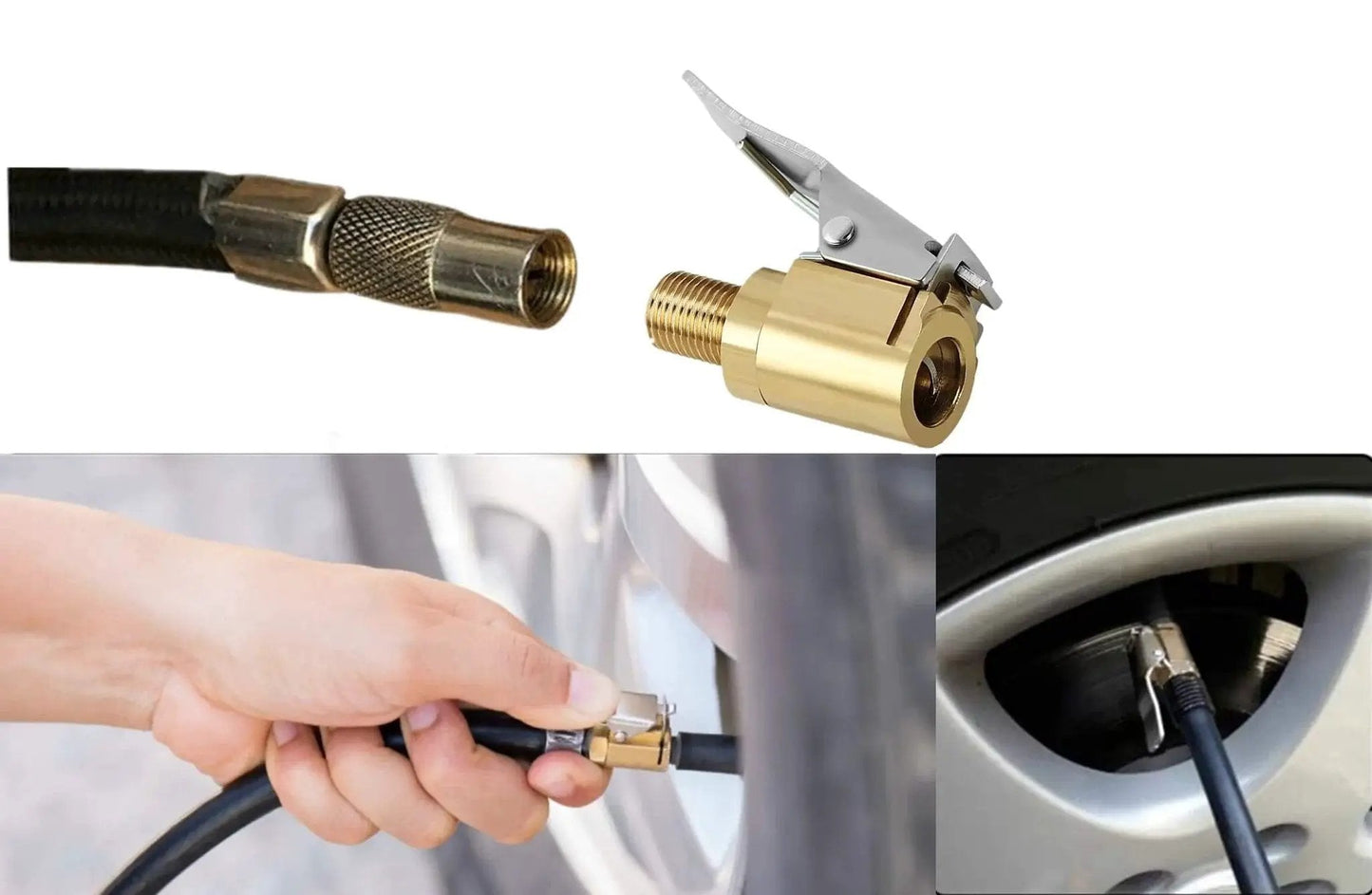 Brass Locking Tire Air Chuck With Clip Adapter No Leakage High Efficiency For Vehicle Inflator And Compressor Pump Quick Connect 8mm