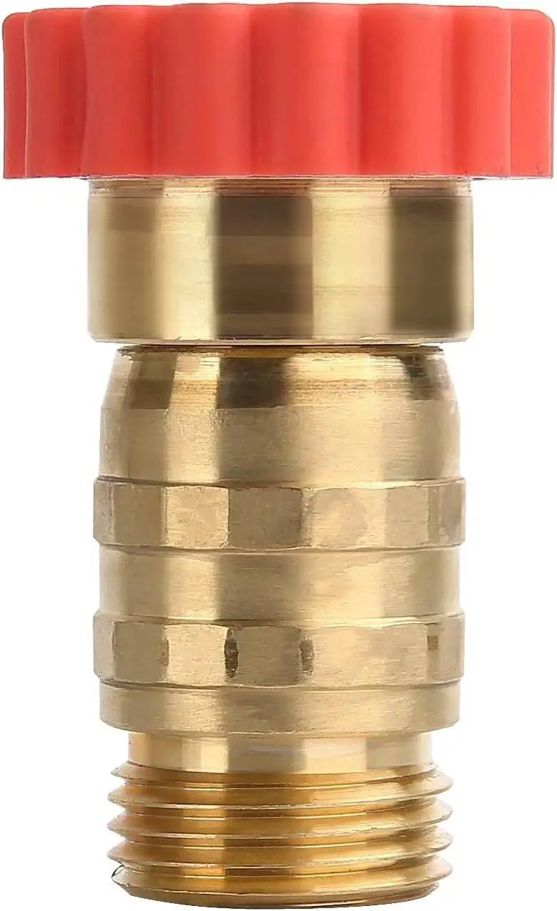 Brass Water Pressure Regulator for Garden Hose and RV Systems Keeps 40 To 50 Psi and Tames Surges for Campers Trailers and Home Gardens