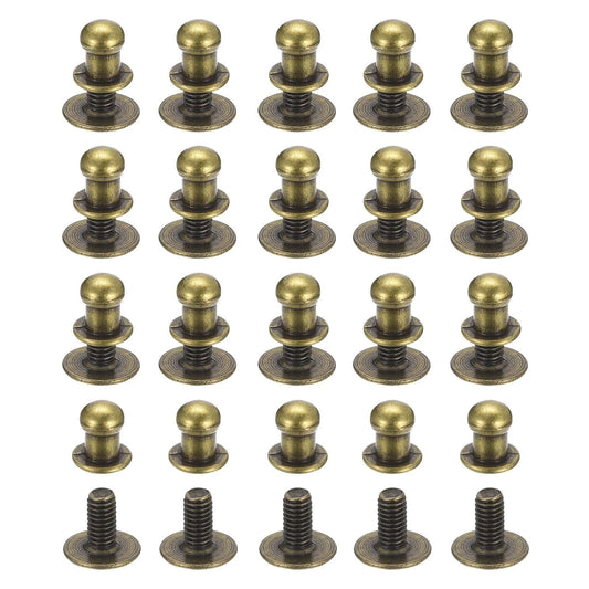 5mm Ball Head Stud Rivets With Screw Back 20 Sets For DIY Leather Craft Handbags And Belts Round Head Button Nipple Rivets Bronze Tone Zinc Alloy M3x6mm Screw Durable Construction Ideal For Fashion Accessories And Repairs