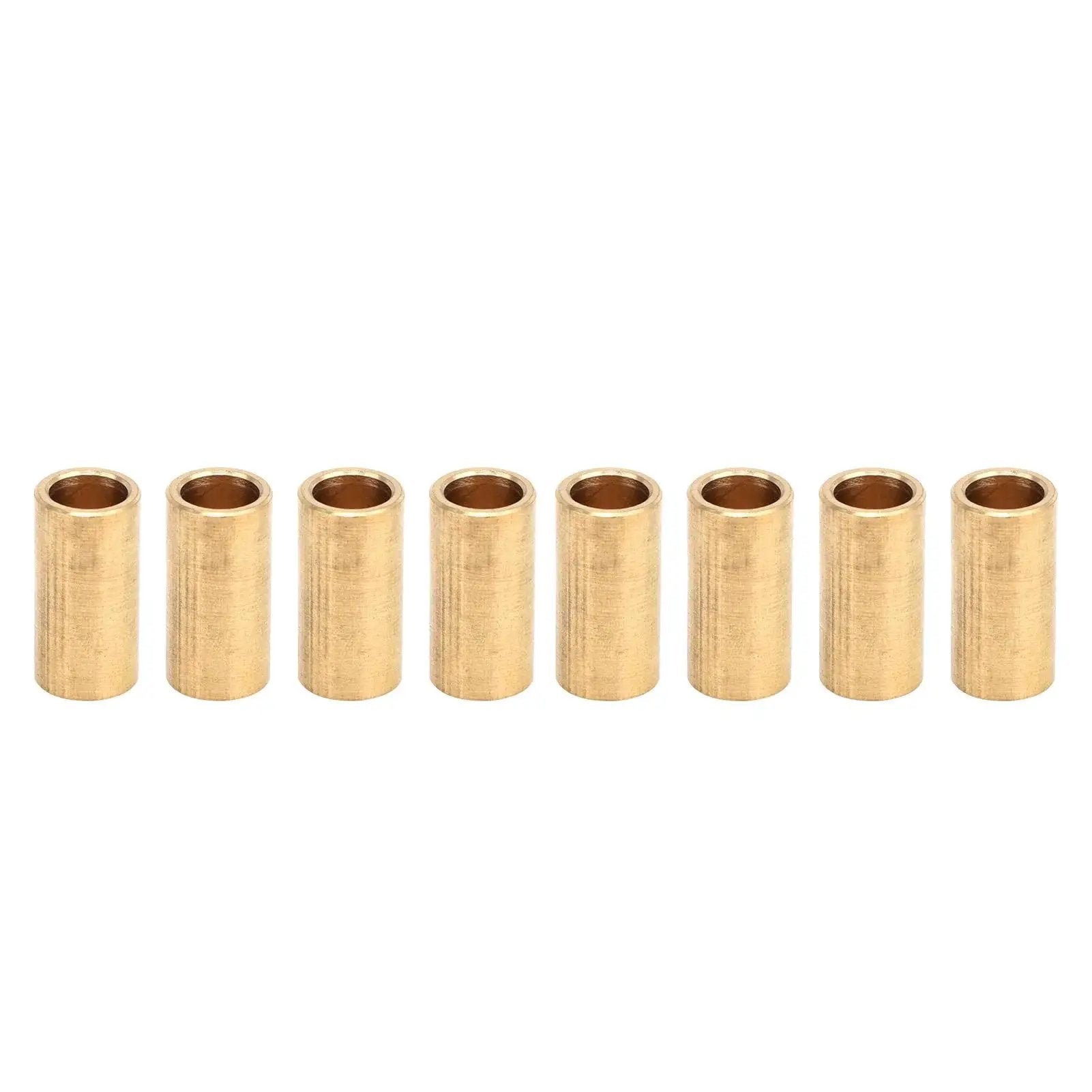 8 Piece Bronze Bushing Set Copper Plain Sleeve Bearing 8mm X 11mm X 22mm Oilless Brass Construction arranged in a row