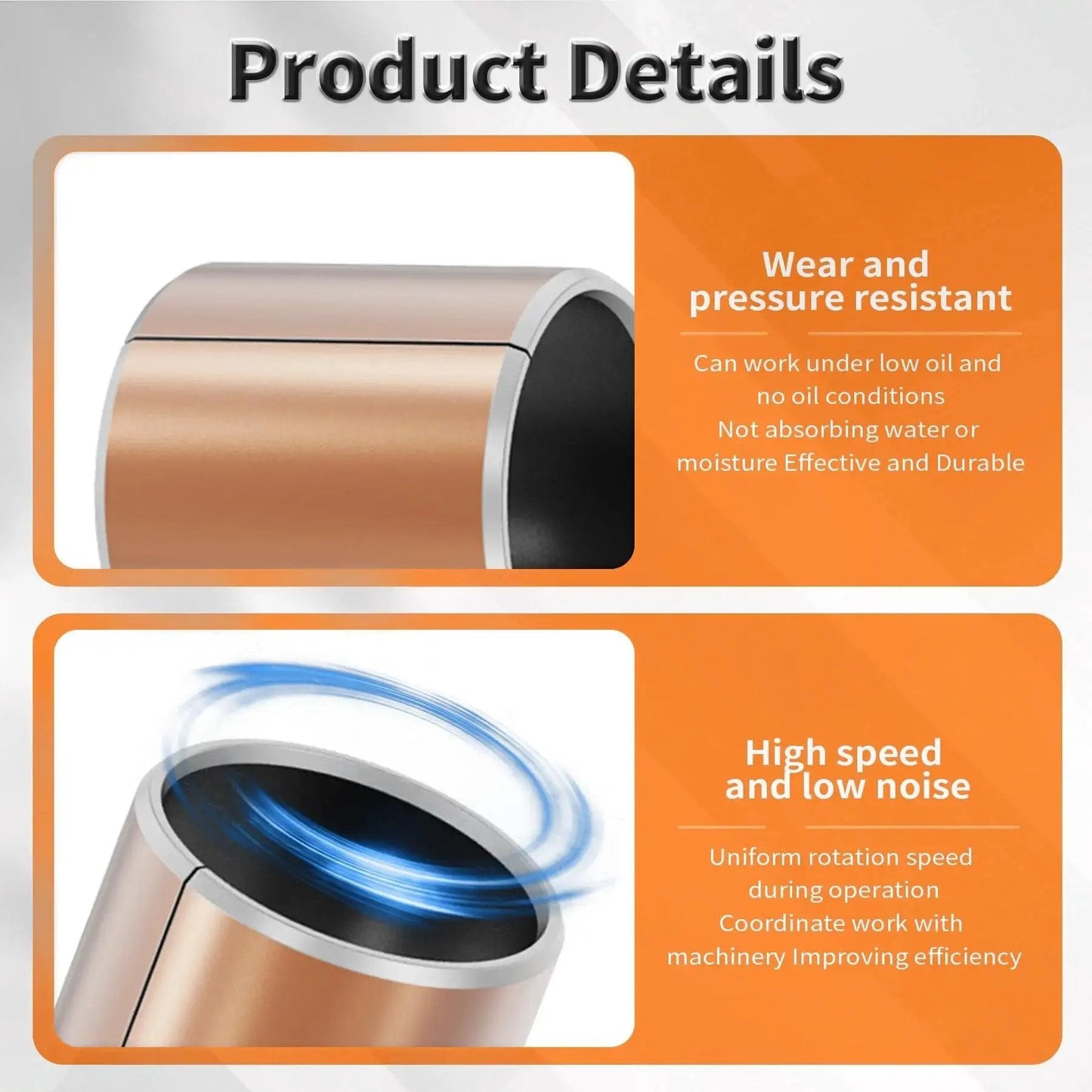 10 Pcs Sleeve Bearings Set For Industrial Machinery And Sliding Parts, 18mm Bore, Self Lubricating Bronze, durability and efficiency details