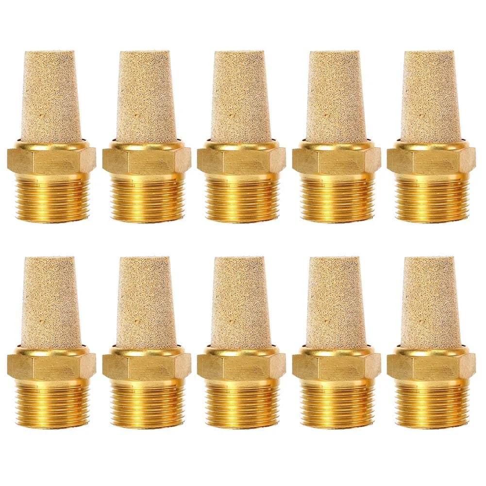 Pack of 10 Air Pneumatic Mufflers, 1/4" Male Thread Sintered Bronze Exhaust Muffler Silencers