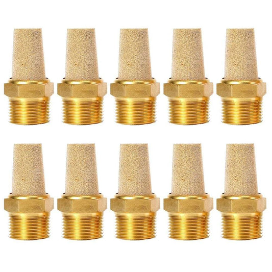 Pack of 10 Air Pneumatic Mufflers, 1/4" Male Thread Sintered Bronze Exhaust Muffler Silencers