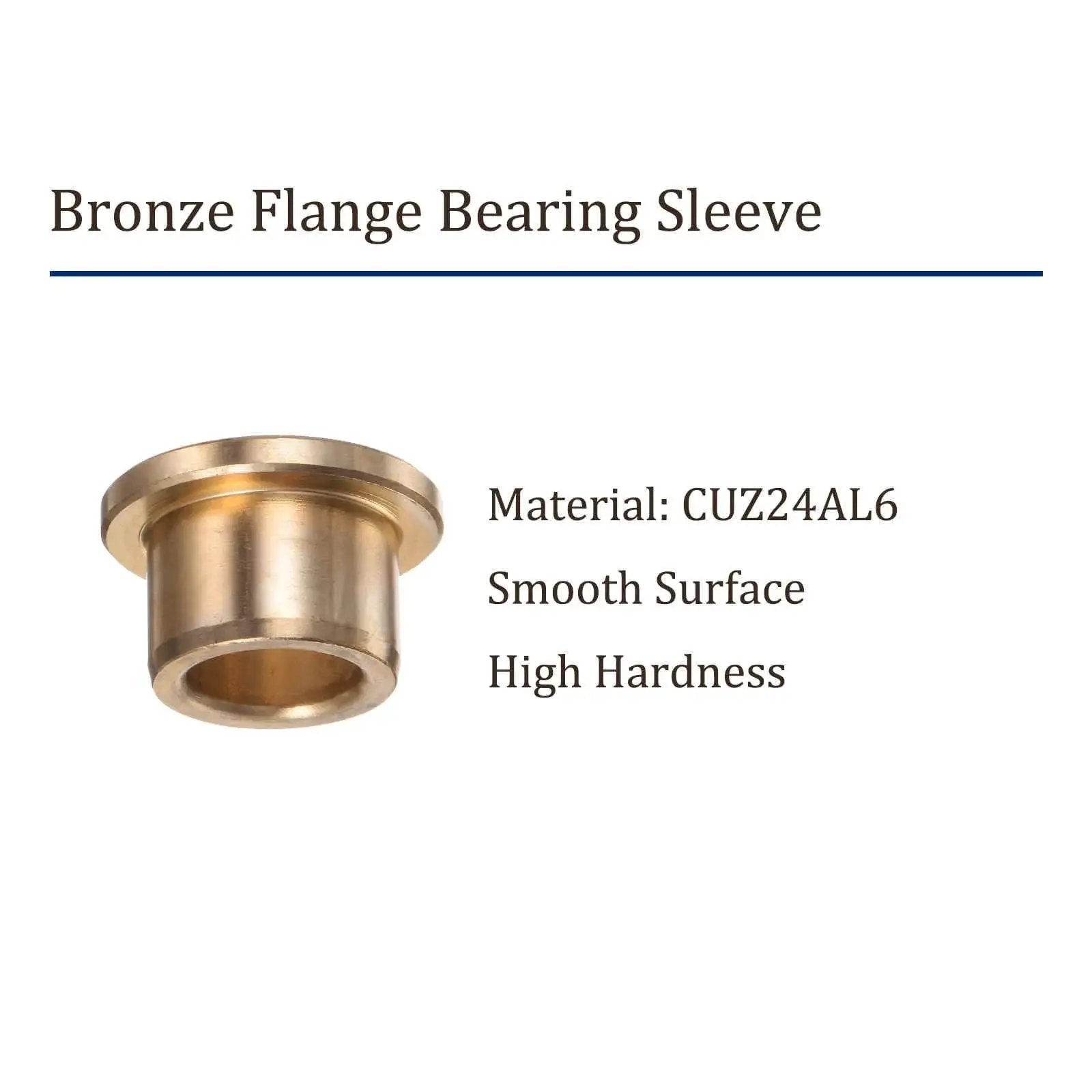 Bronze Flange Bearing Sleeve 13mm Bore 19mm Outer Diameter 15mm Flange Thickness Self Lubricating Bushing CUZ24AL6 Material