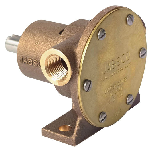 1673-1001 Marine 1673 Series Pulley Driven Flexible Impeller Pump, bronze body, side view showing 1/2" NPT port