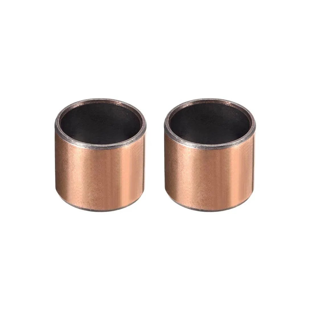 Pair of bronze sintered sleeve bearings with 3/4 inch bore, 7/8 inch outer diameter, and 3/4 inch length for low friction applications.
