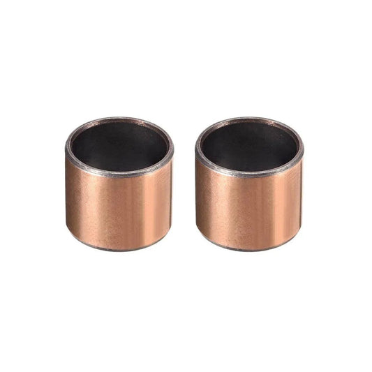 Pair of bronze sintered sleeve bearings with 3/4 inch bore, 7/8 inch outer diameter, and 3/4 inch length for low friction applications.