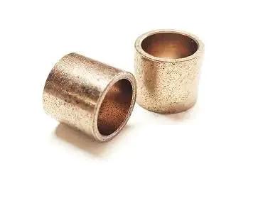 Two Self-Lubricating Bronze Sleeve Bearings, SAE 841, showing one half by five eighths by one half ID by OD by OAL, made in USA.