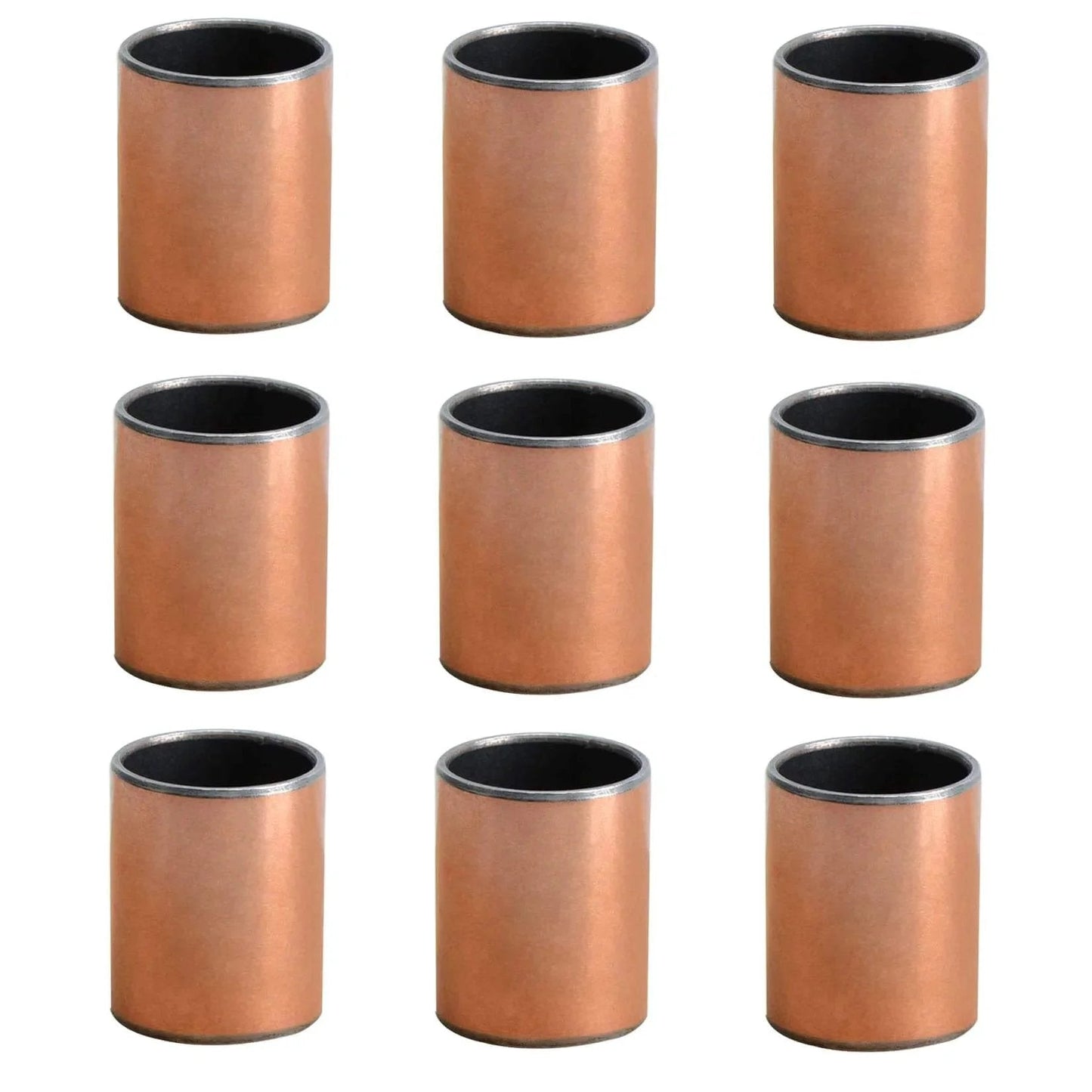 9 bronze sleeve bearings for sliding applications, 14mm bore, 16mm outside diameter, high load capacity, wear resistance, image front view